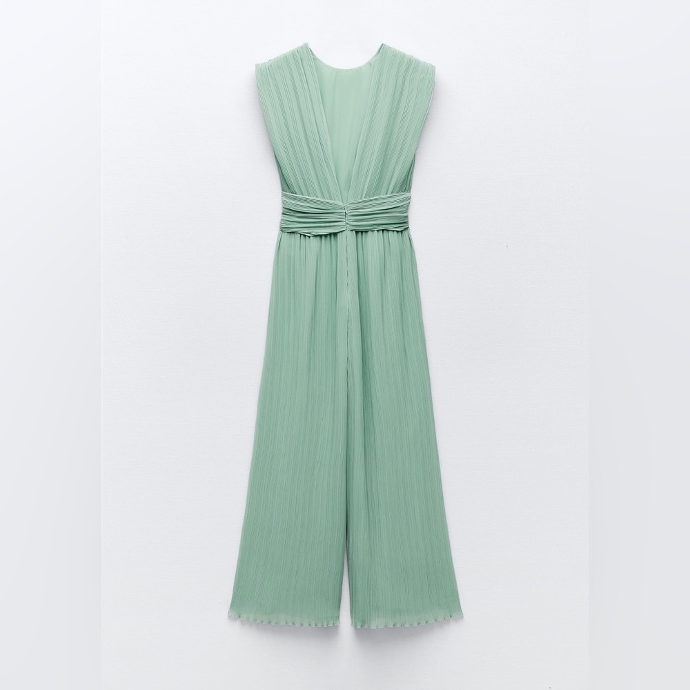 ZARA CLASSY KNOTTED PLEATED JUMPSUIT - Picture 9 of 9